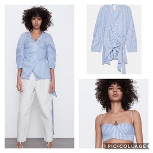 Zara striped shirt and Cropped Top